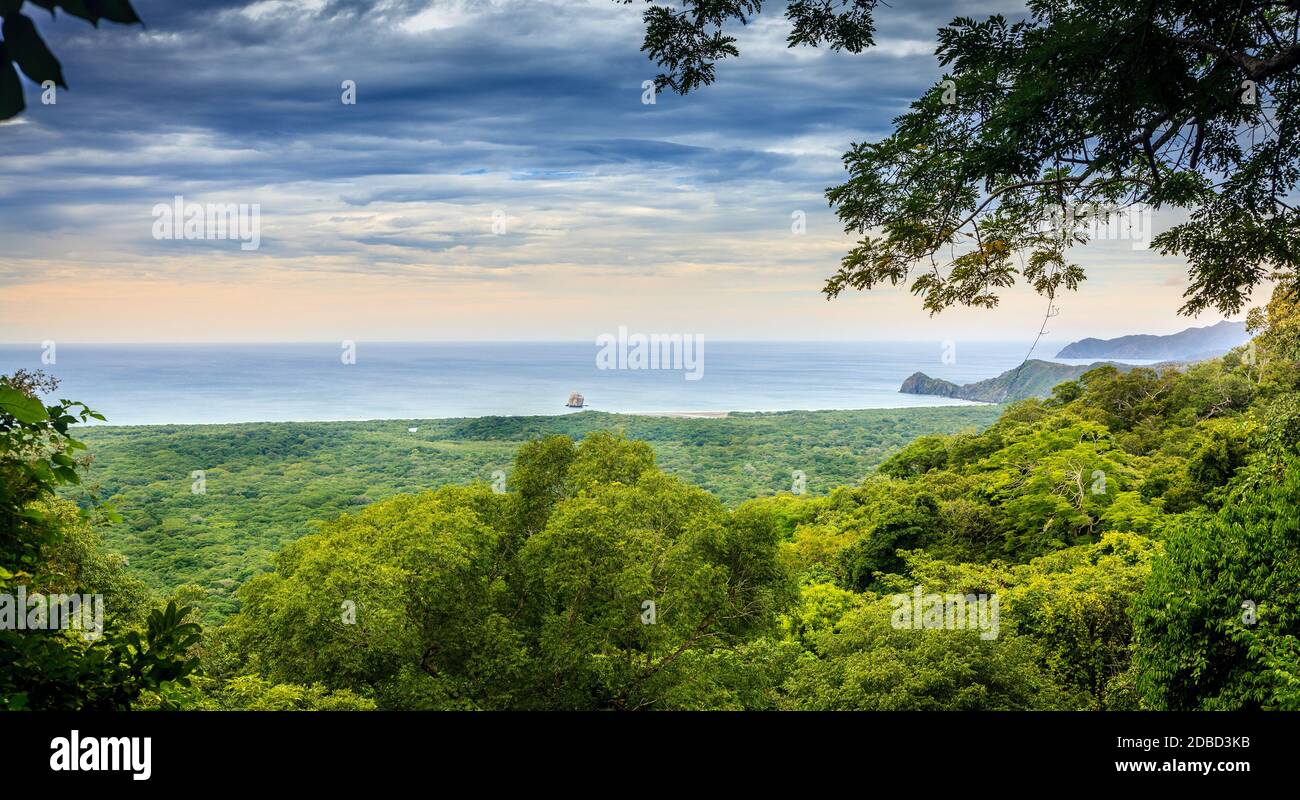 Overlook of Pacific coastline in Santa Rosa National Park in Costa Rica Stock Photo