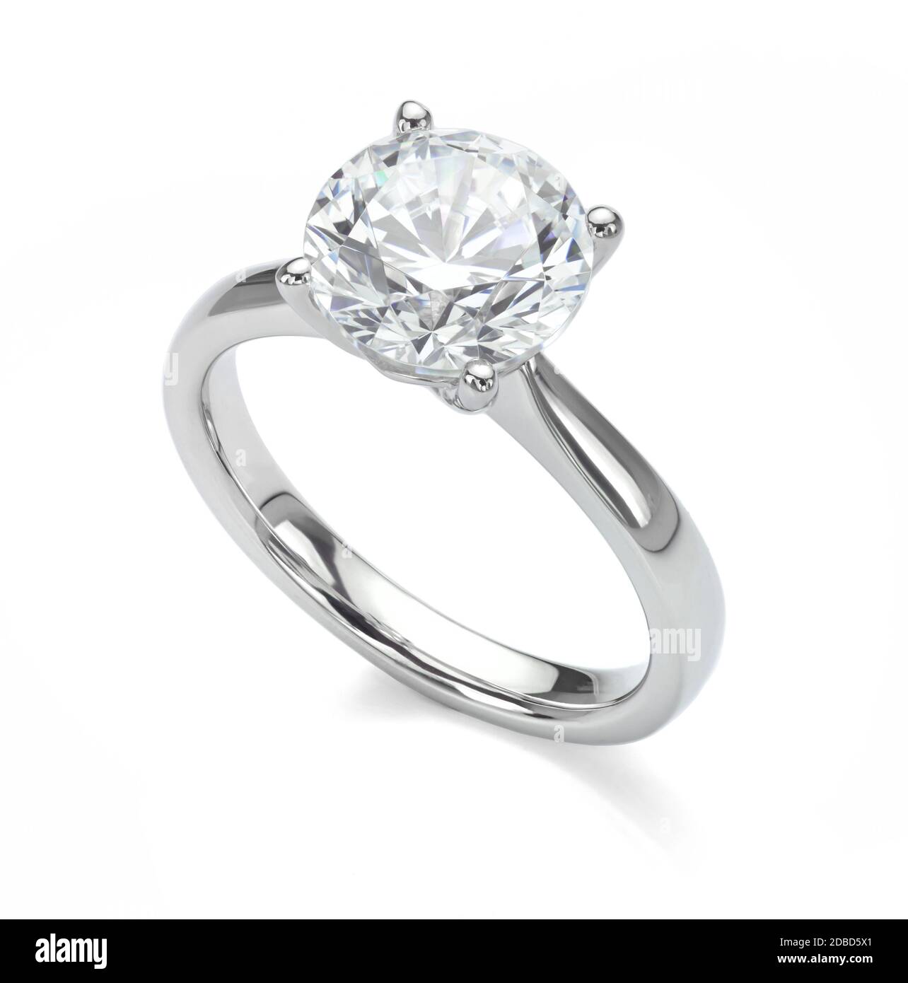 Diamond Ring on White Background Stock Photo