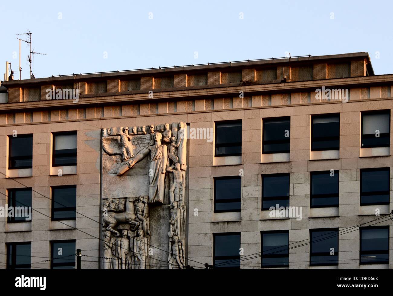 Milan example of fascist modernism: palace of information, 1942. hires. Stock Photo