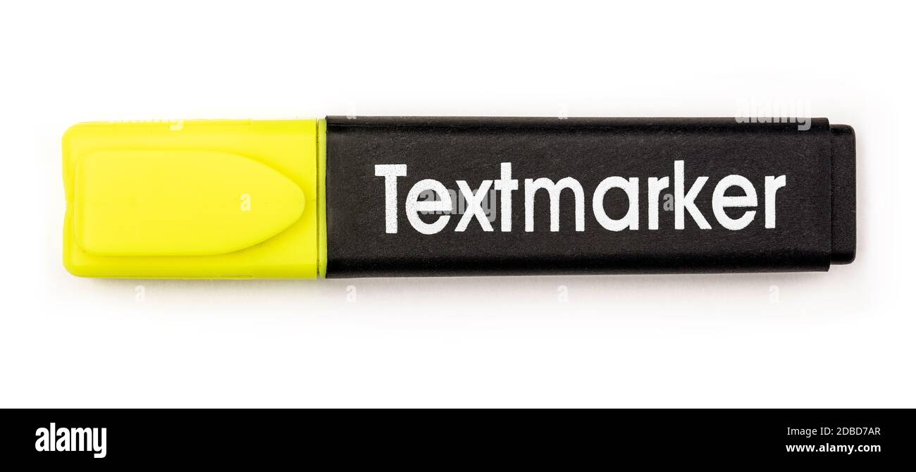 Yellow Textmarker on panoramic white background Stock Photo