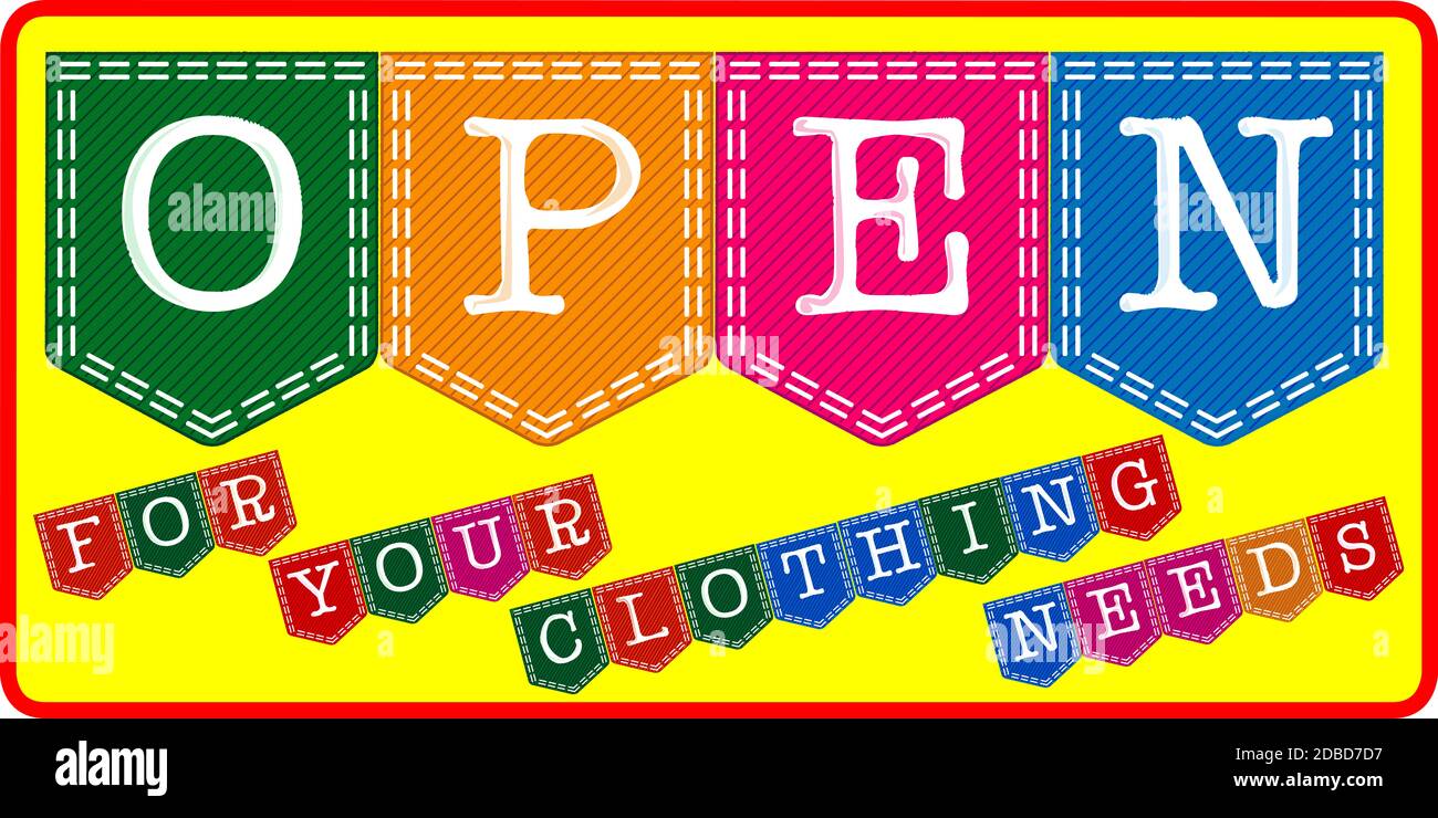 A clothing store open sign Stock Photo Alamy