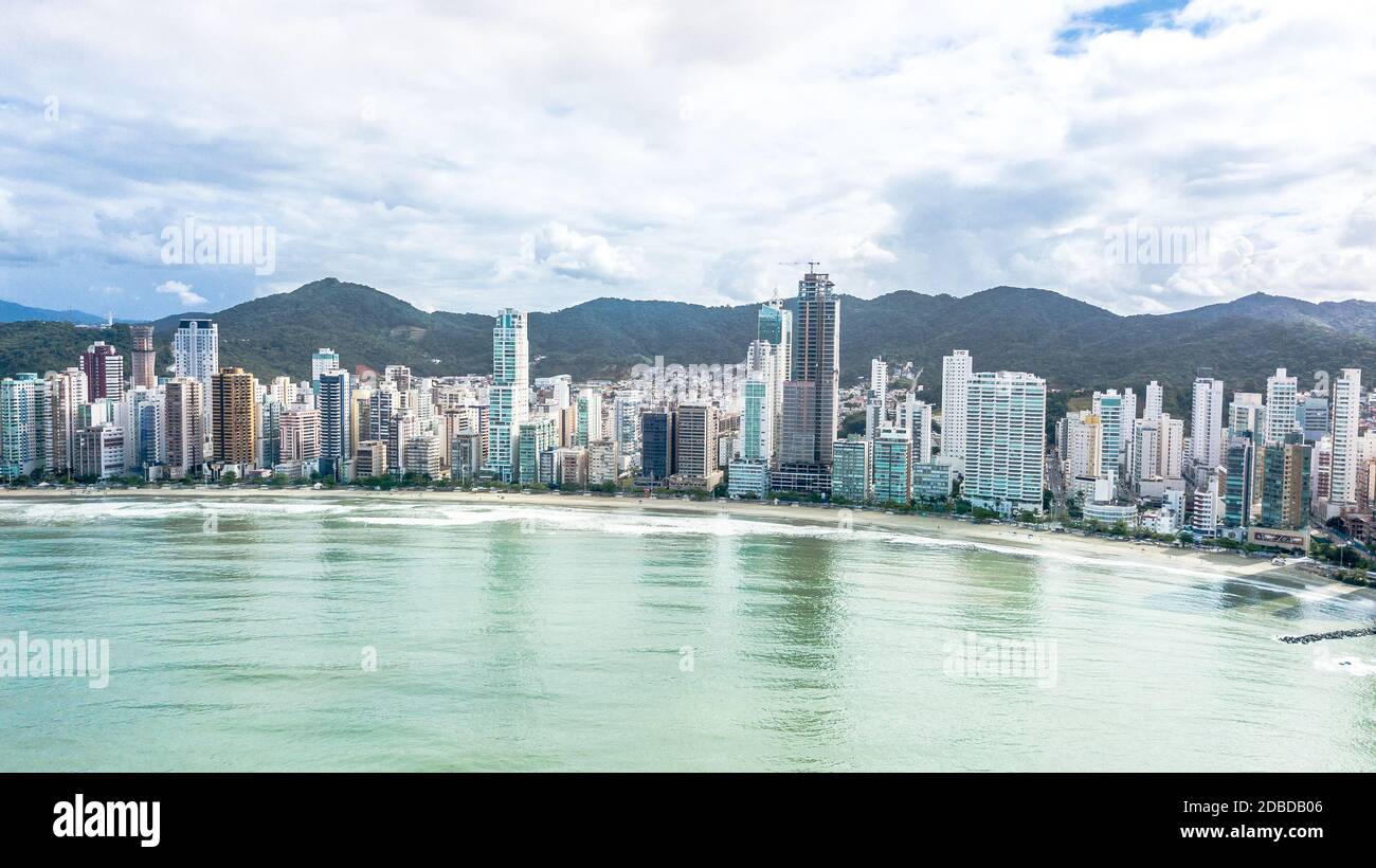 Balneario Camboriu, Santa Catarina, Brazil. Aerial view of the beach of ...