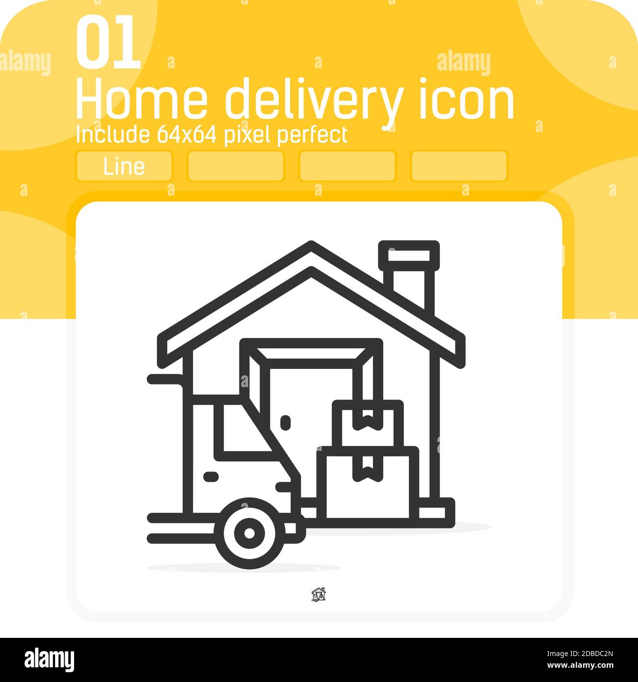 Home delivery icon with line style isolated on white background. Vector illustration home shipping sign symbol icon concept for web design, ecommerce Stock Vector