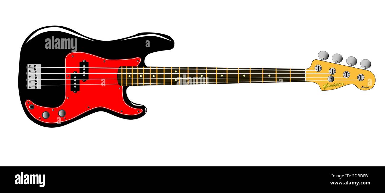 A generic bass guitar isolated over a white background Stock Photo - Alamy
