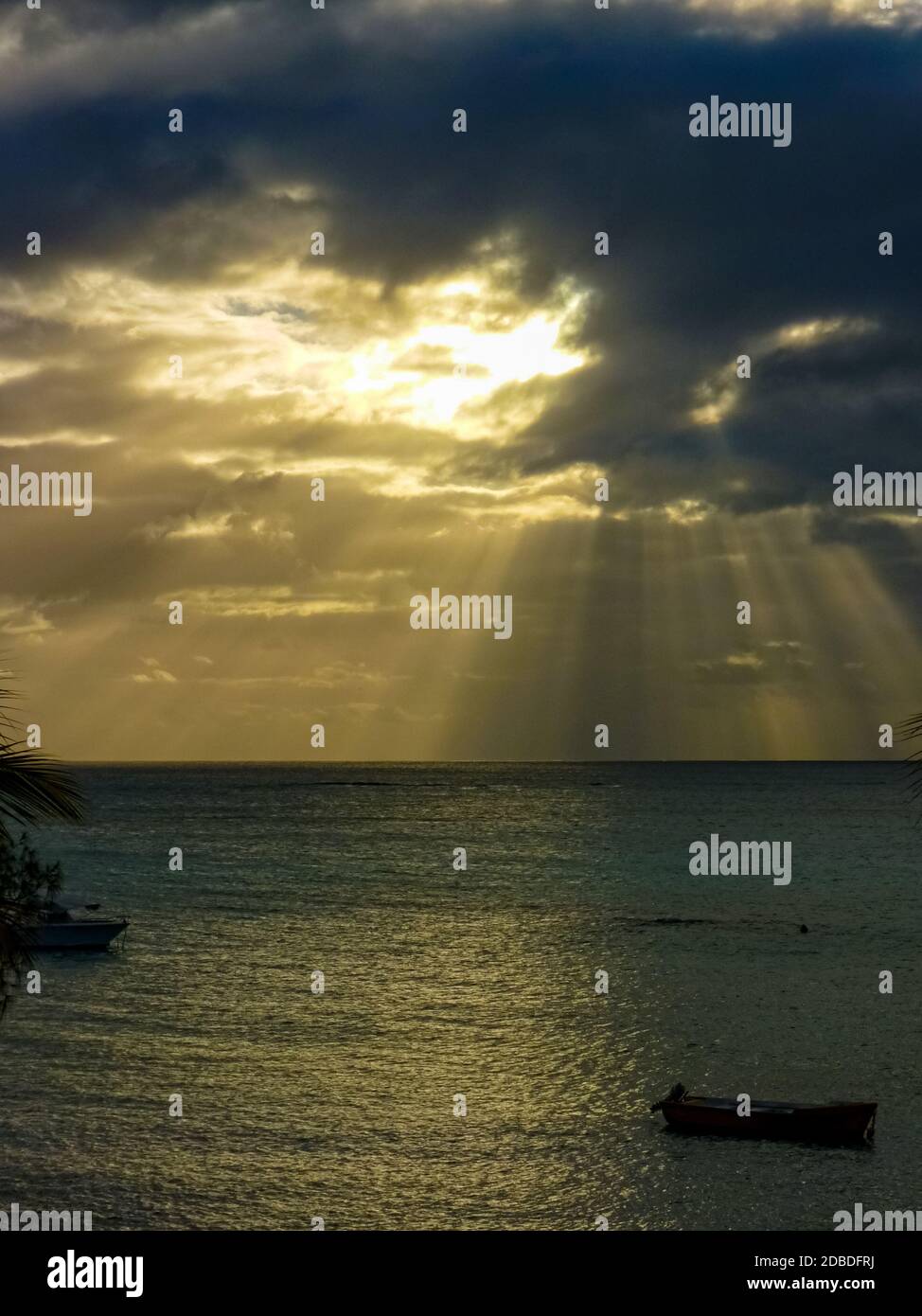 Sunset on the Indian Ocean in Grand Baie, Mauritius Island Stock Photo ...