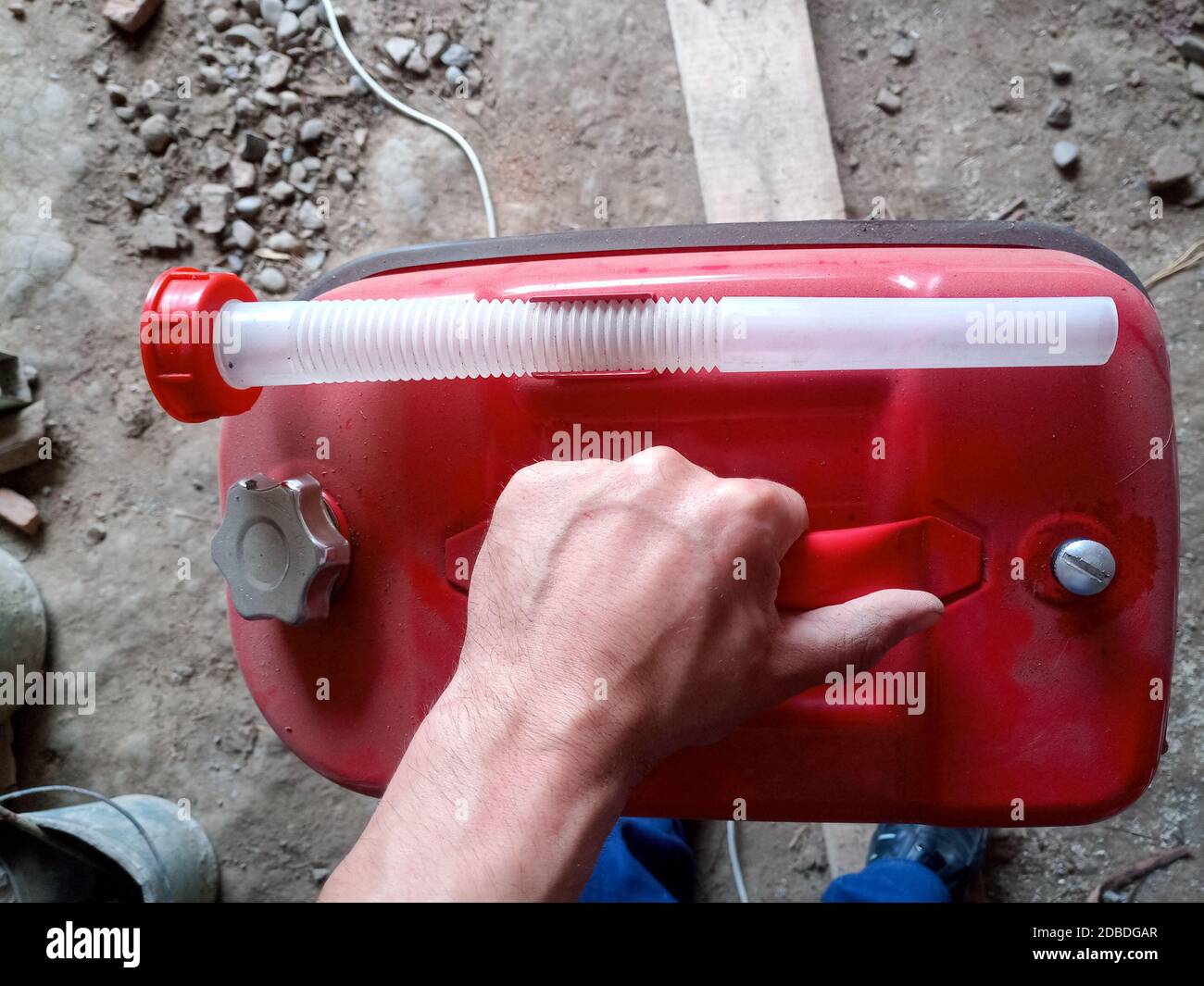 horizontal canister for gasoline. Convenient canister for the car Stock Photo Alamy