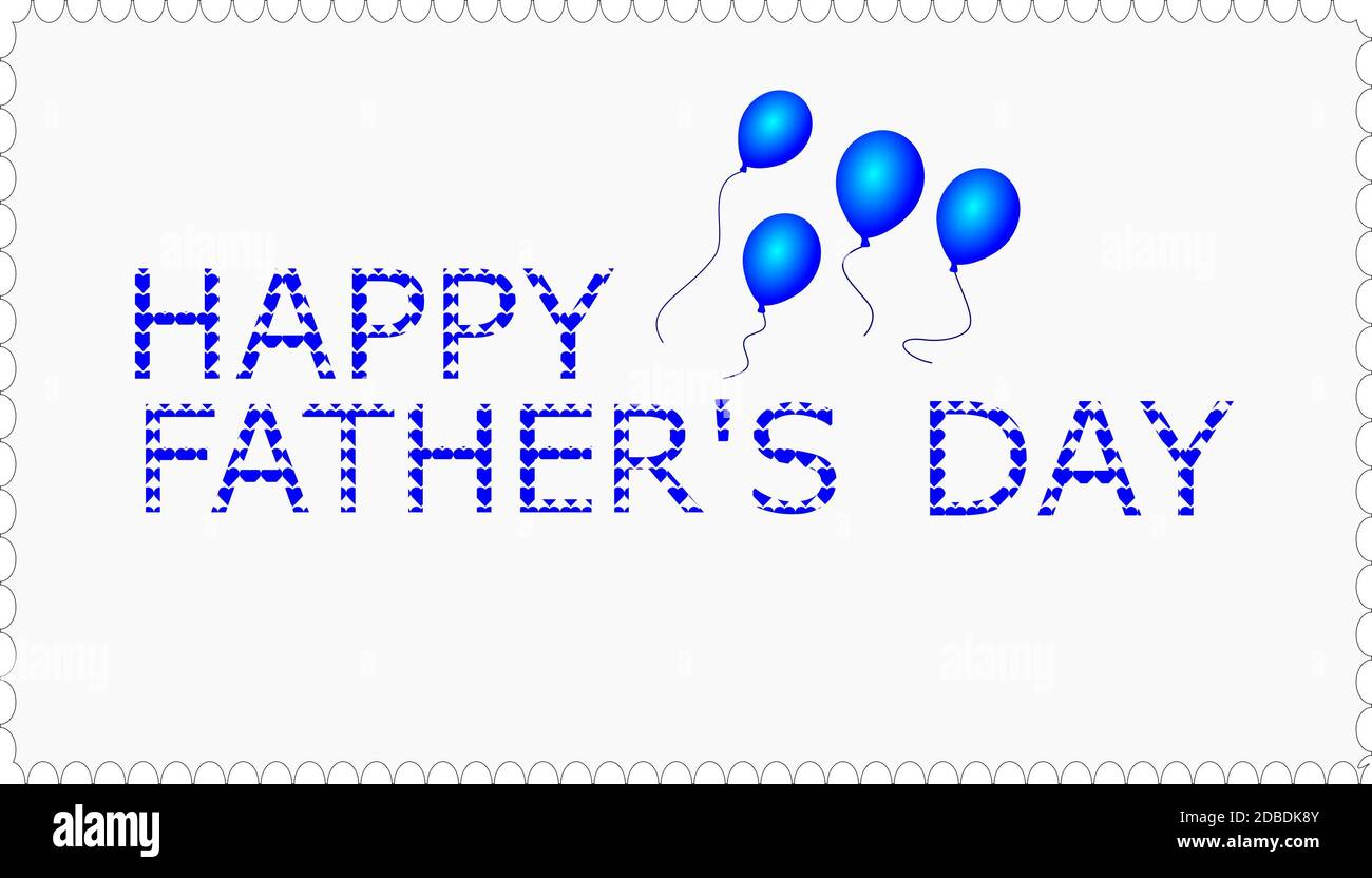 Happy Father's Day written with blue hearts - illustration Stock Photo ...