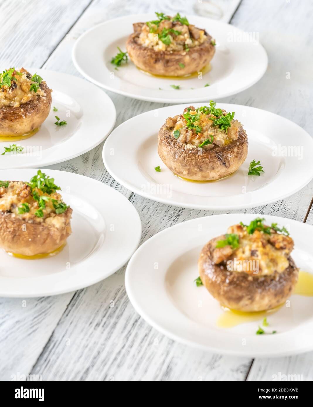 Stuffed mushroom caps with cream cheese, breadcrumbs and parmesan Stock