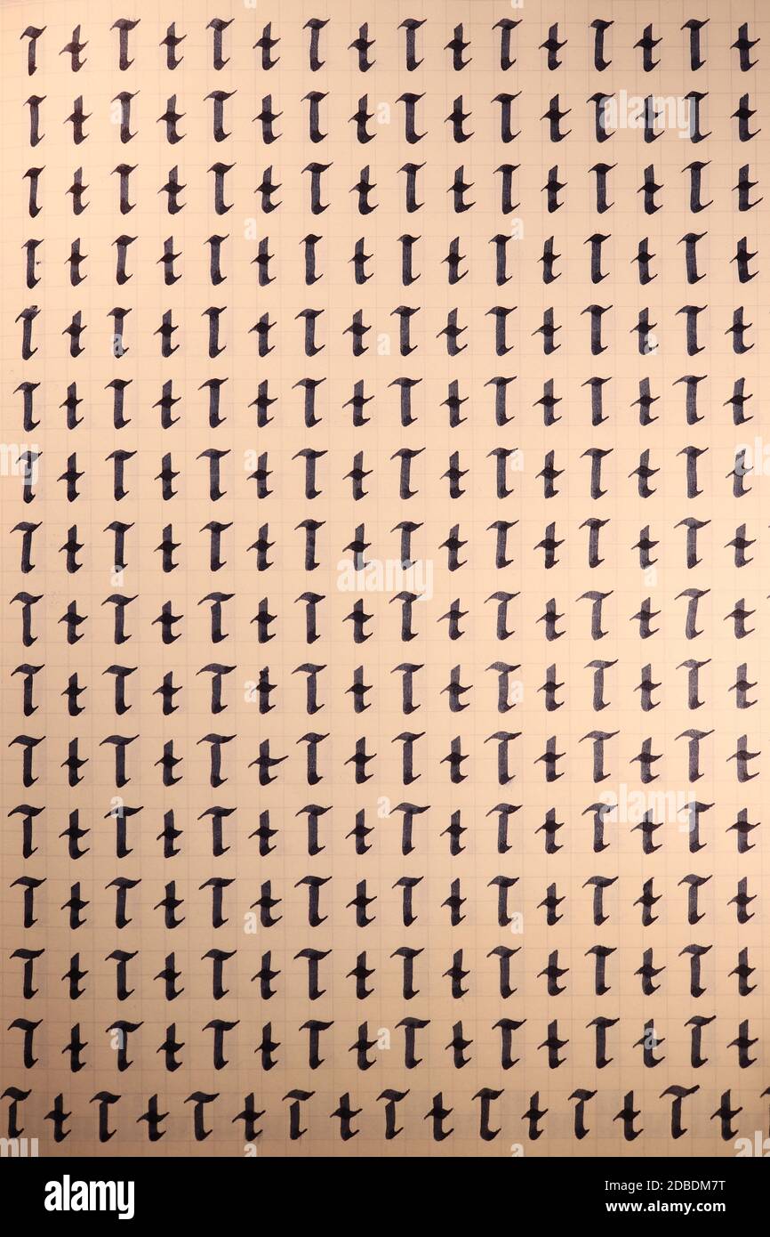 Lettering practice writing worksheet. Handwriting symbol filling ...