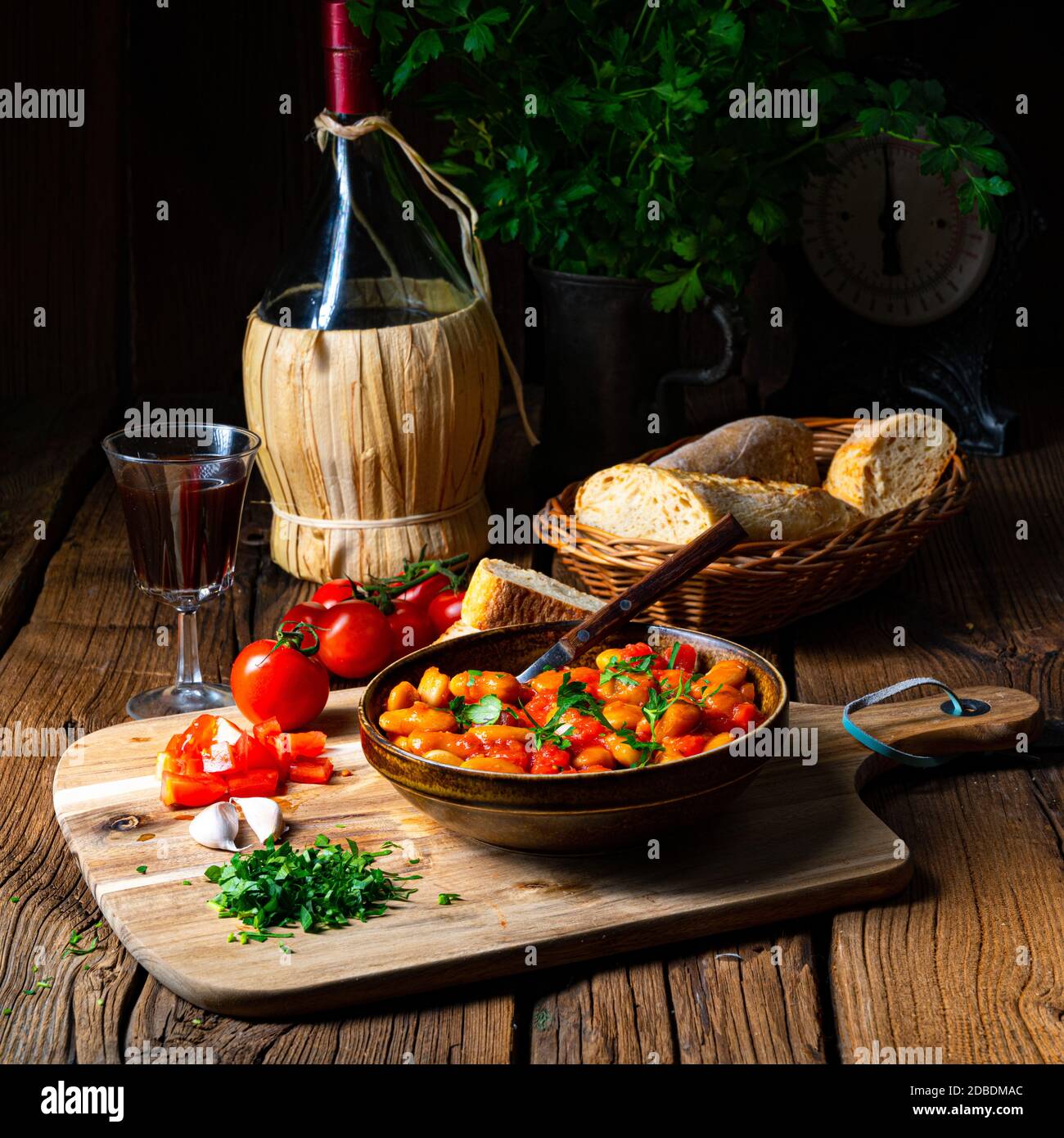 Rustic giant beans with fresh tomato sauce Stock Photo - Alamy