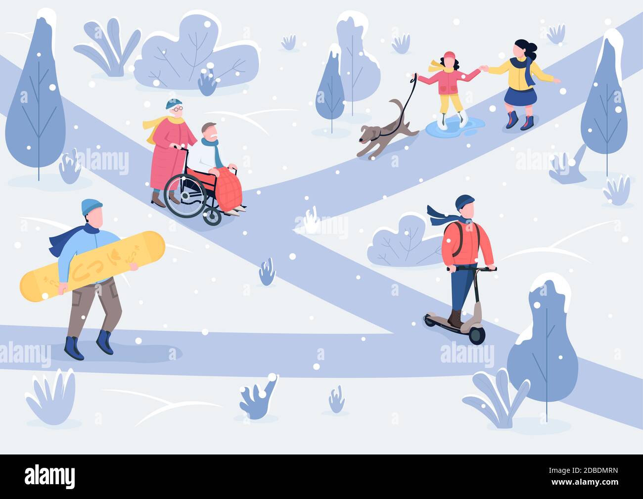 Winter parkland flat color vector illustration Stock Vector Image & Art ...
