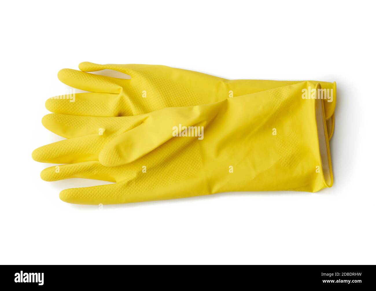 yellow rubber gloves for cleaning washing dishes isolated on white