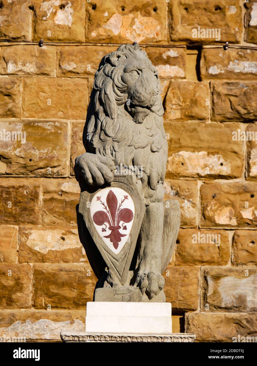 Lion Marzocco y is a symbol of the florentine army Stock Photo