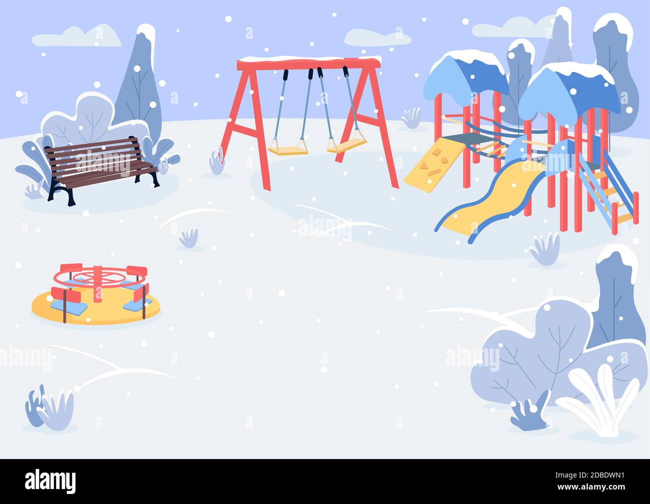 Playground in winter flat color vector illustration Stock Vector Image ...