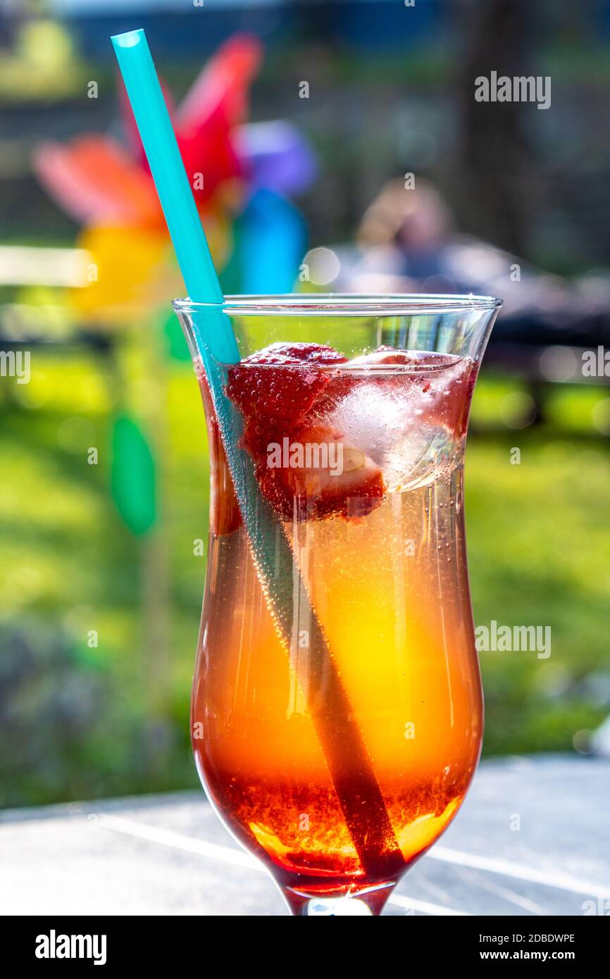 Strawberry summer cocktail drink Stock Photo