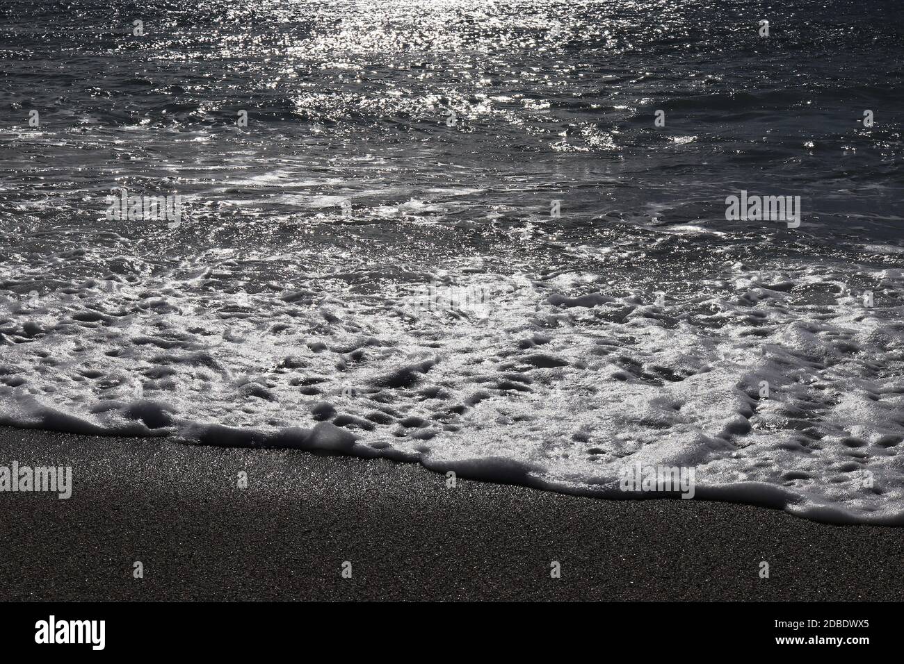 Sea beach landscape in Alanya. Sunshine reflection. Turkey. Stock Photo