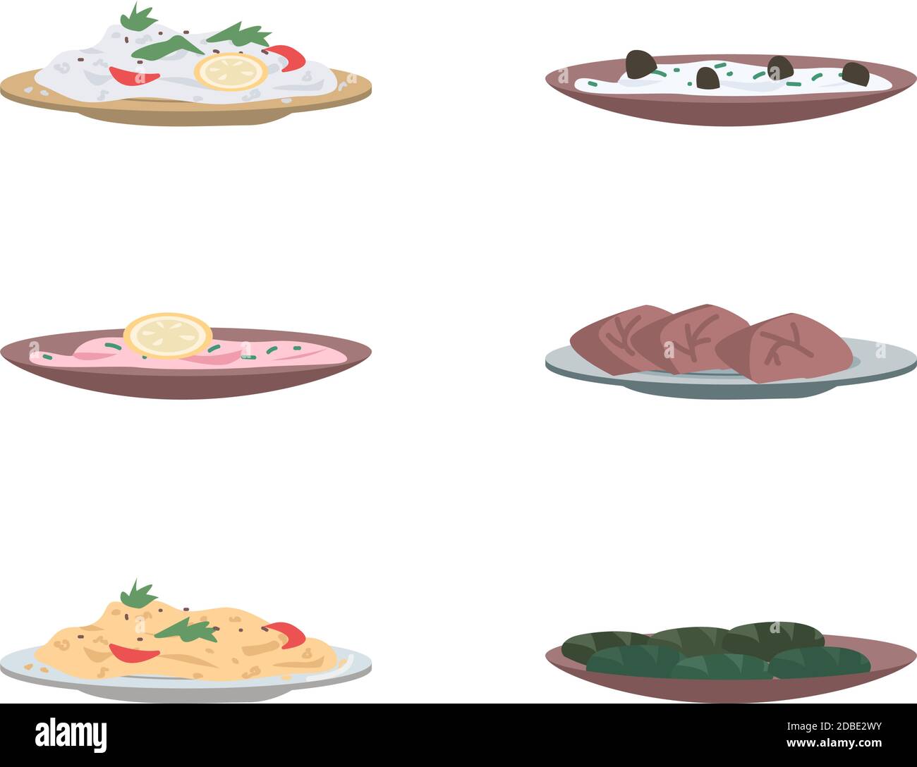 Worldwide traditional cuisine flat color vector object set Stock Vector