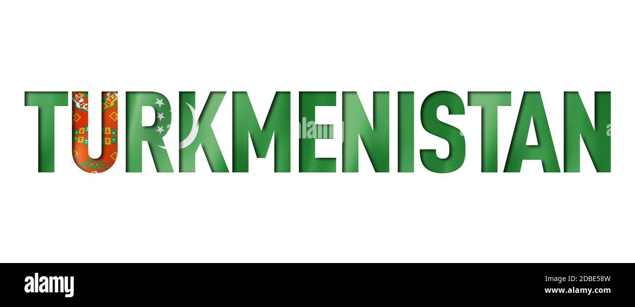 Turkmenistan flag text font. National symbol background Stock Photo - Alamy
