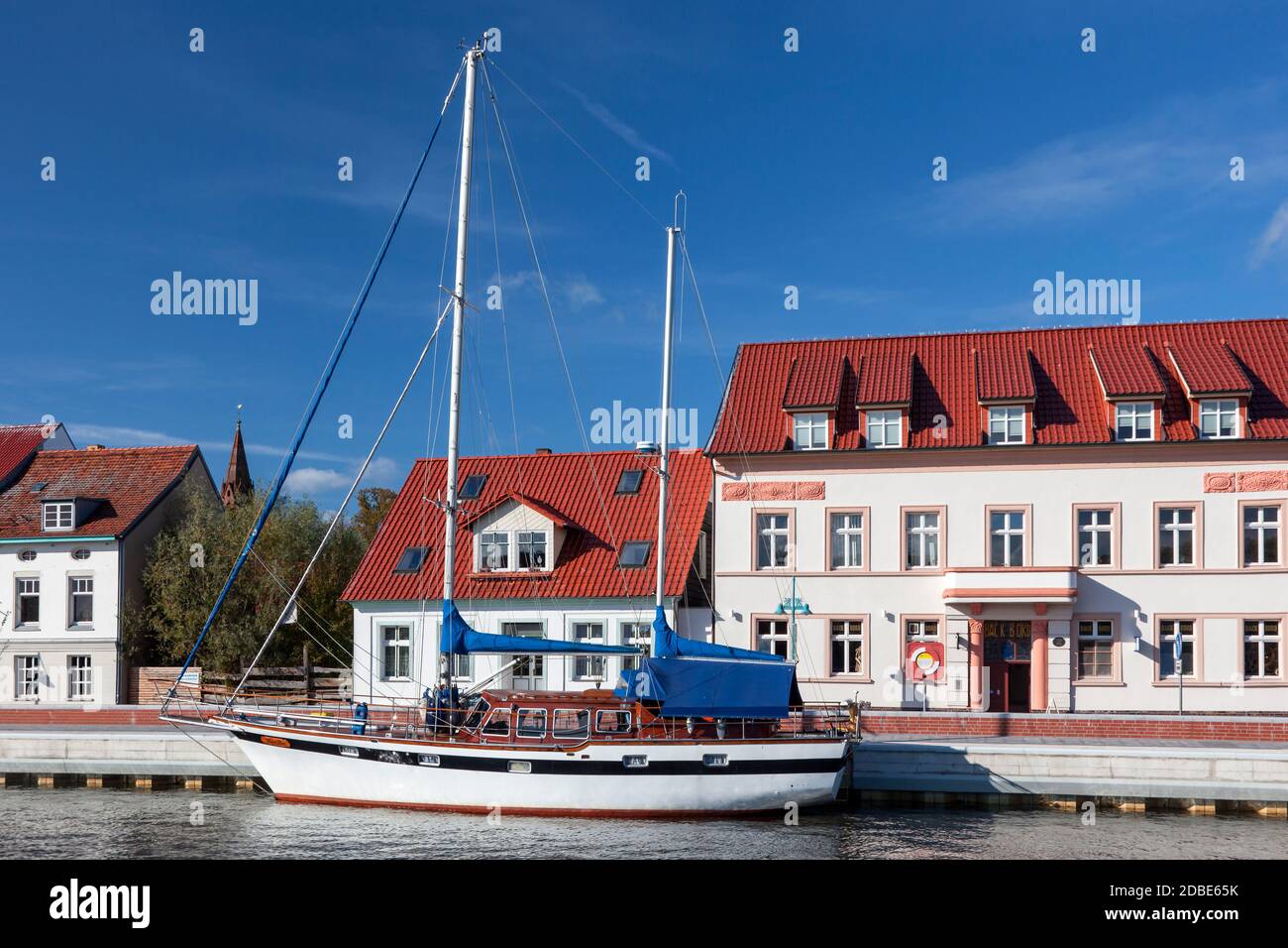 geography / travel, Germany, Mecklenburg-West Pomerania, Ueckermuende, city harbour of Ueckermuende, W, Additional-Rights-Clearance-Info-Not-Available Stock Photo