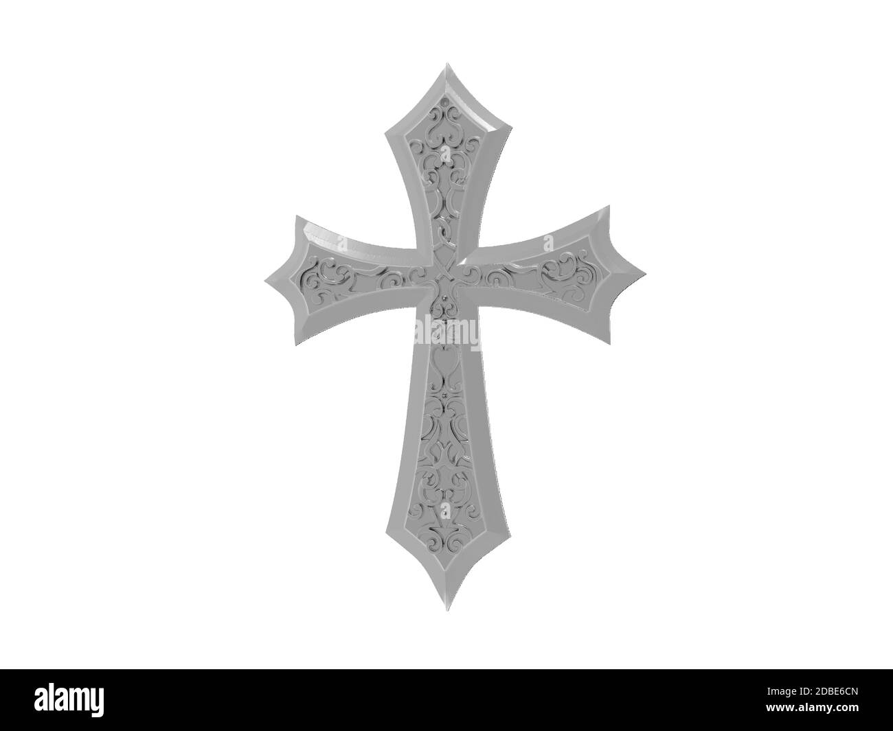 Christian cross with fine chasings made of precious metal Stock Photo