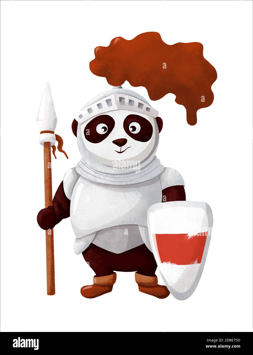 Panda knight with spear and Belarus white-red-white flag symbol on shield Stock Photo