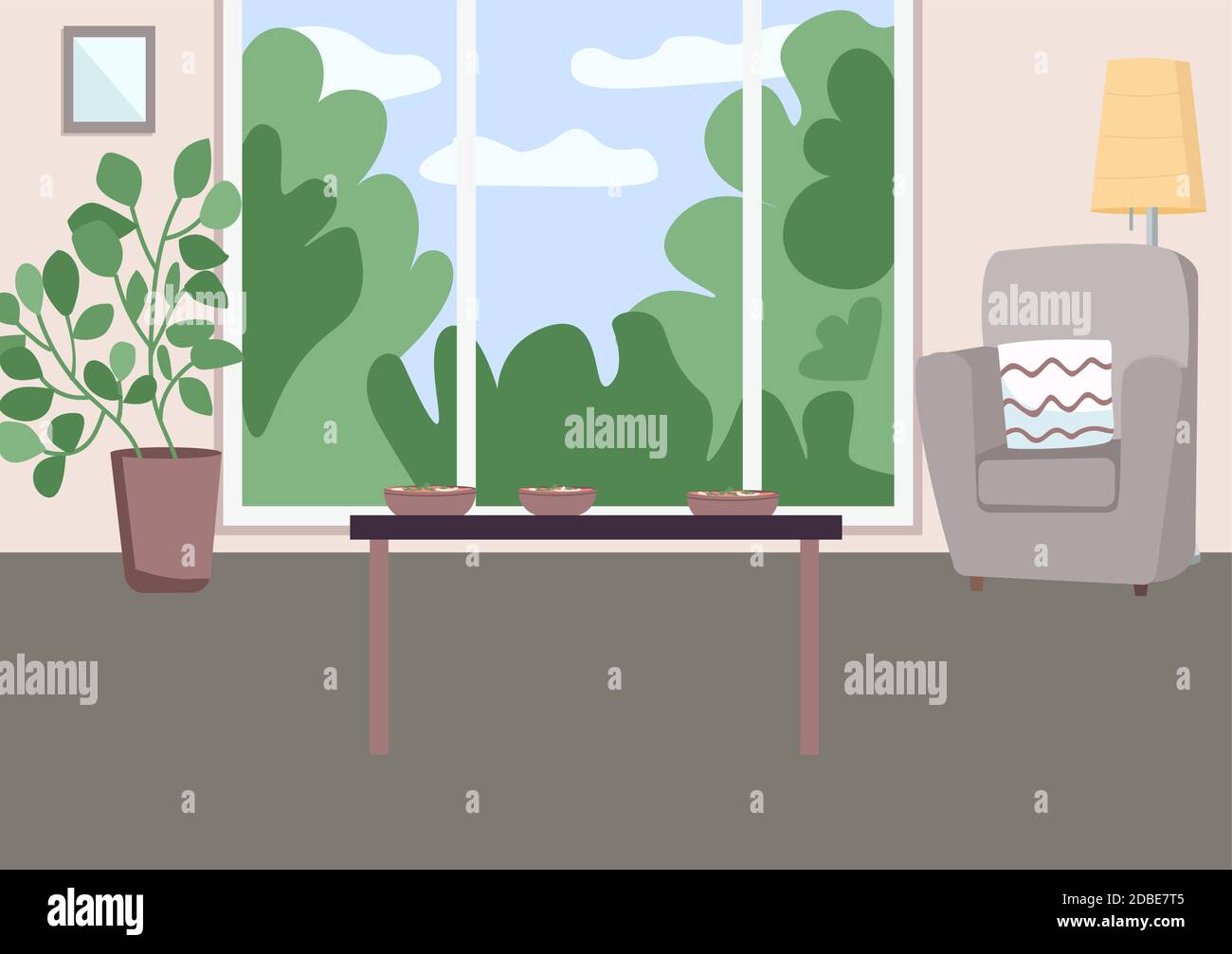 Spacious living room flat color vector illustration Stock Vector Image ...