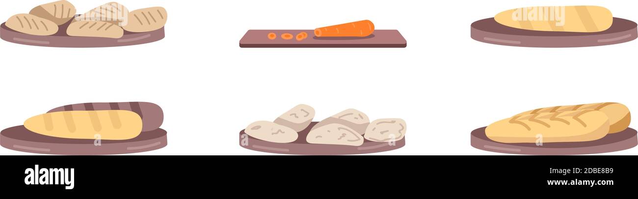 Vegan bakery flat color vector object set Stock Vector