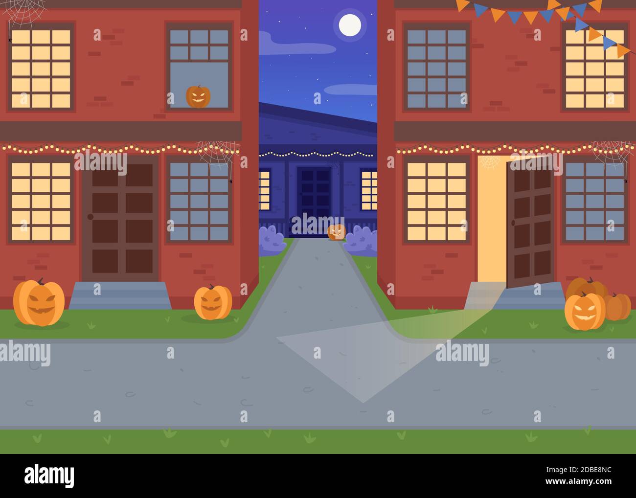Halloween night flat color vector illustration Stock Vector Image & Art ...