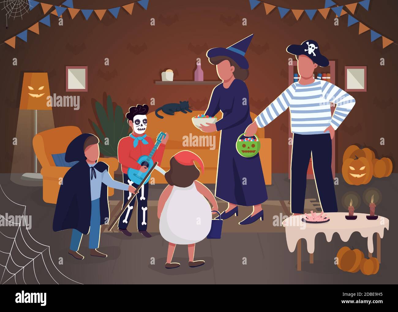 Halloween celebration semi flat vector illustration Stock Vector Image ...