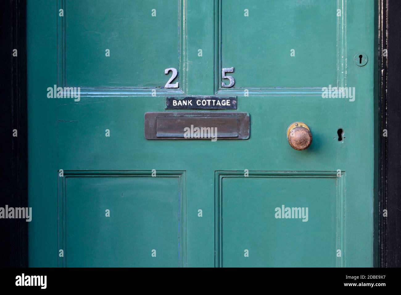 Detail of Front Door, Bank Cottage, Beast Banks, Kendal, Cumbria, England, United Kingdom, Europe. Stock Photo