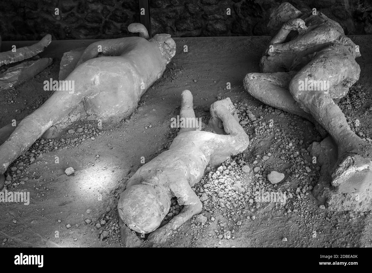 adults and children victims in Pompeii of the eruption of mt vesuvius 79 BC Stock Photo
