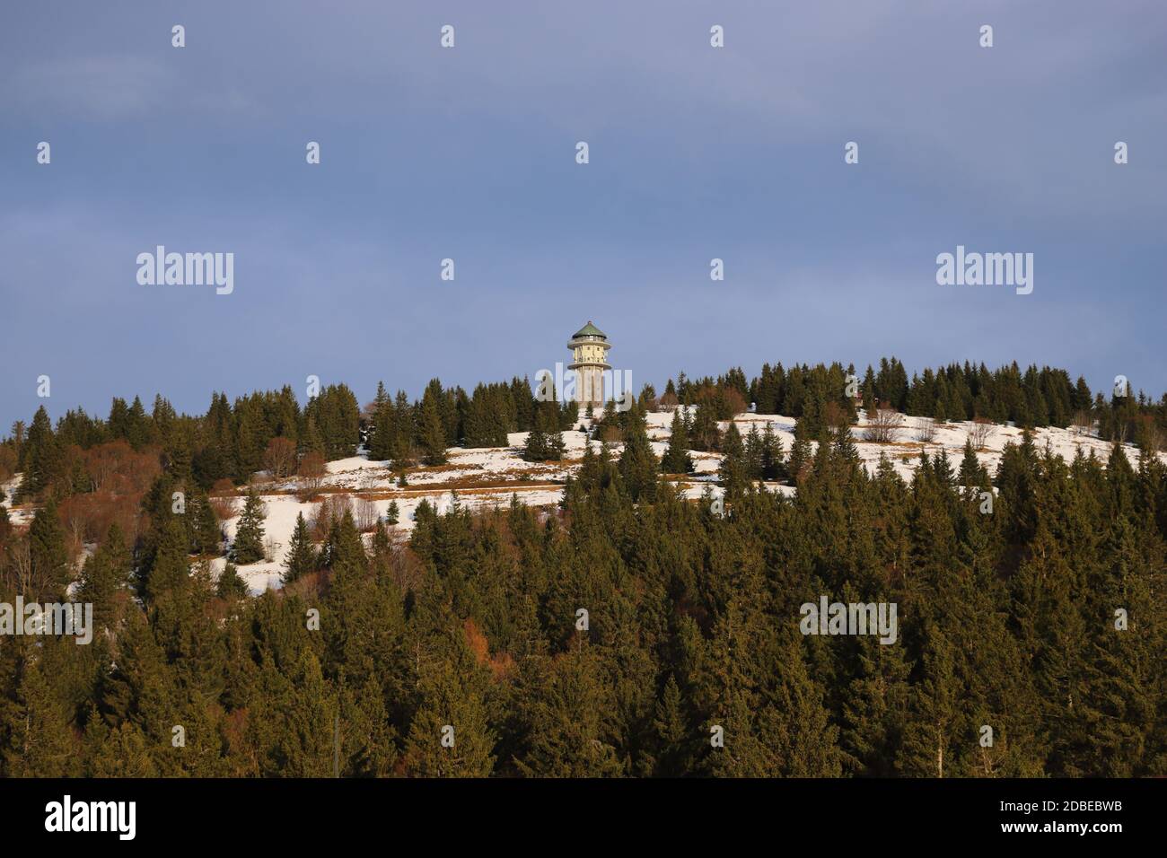 The Feldberg Tower is located on the highest peak of the Black Forest in Germany Stock Photo