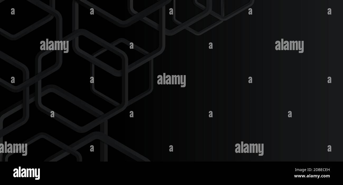 Hexagon line shape pattern black background design with space. vector ...