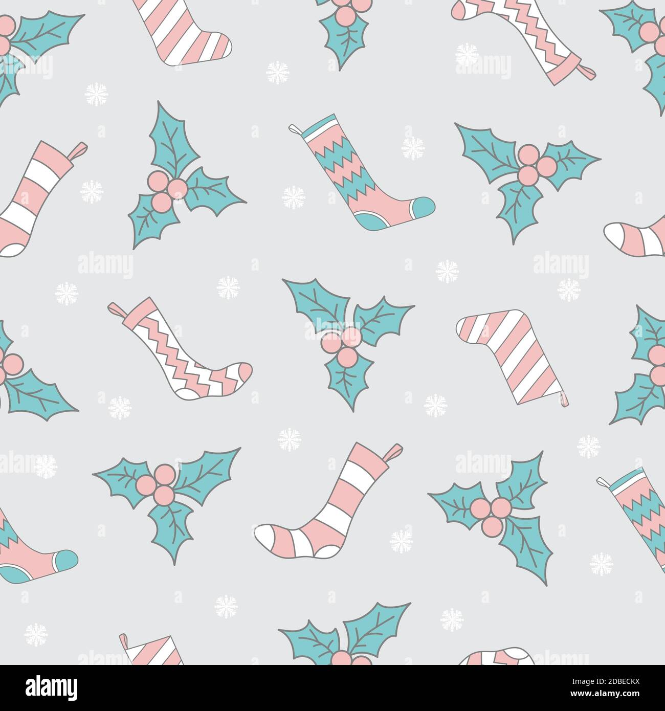 Christmas socks and mistletoe seamless pattern vector Stock Vector