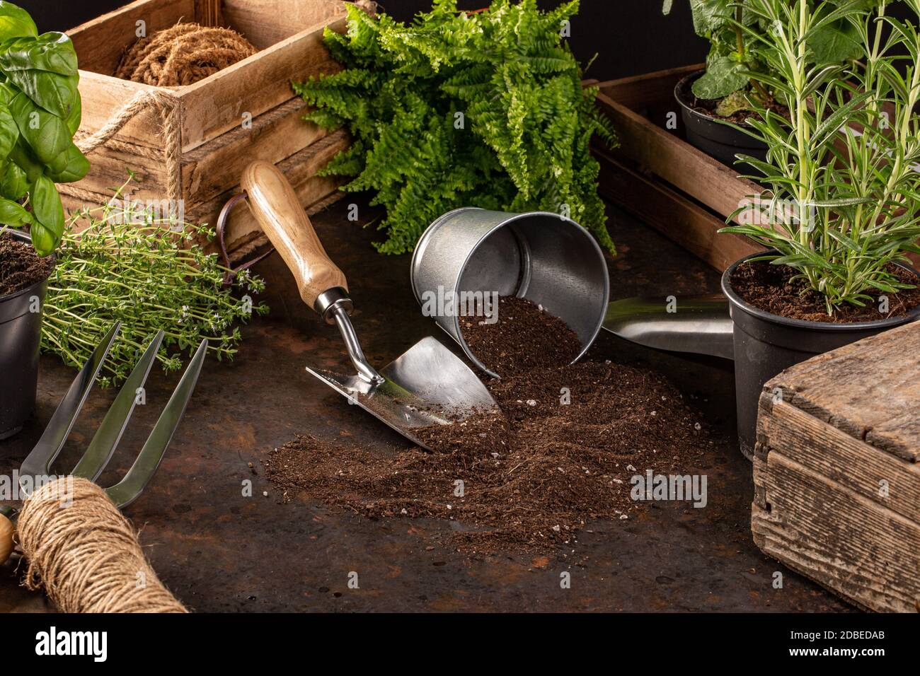 Gardening tools soil pile hi-res stock photography and images - Alamy