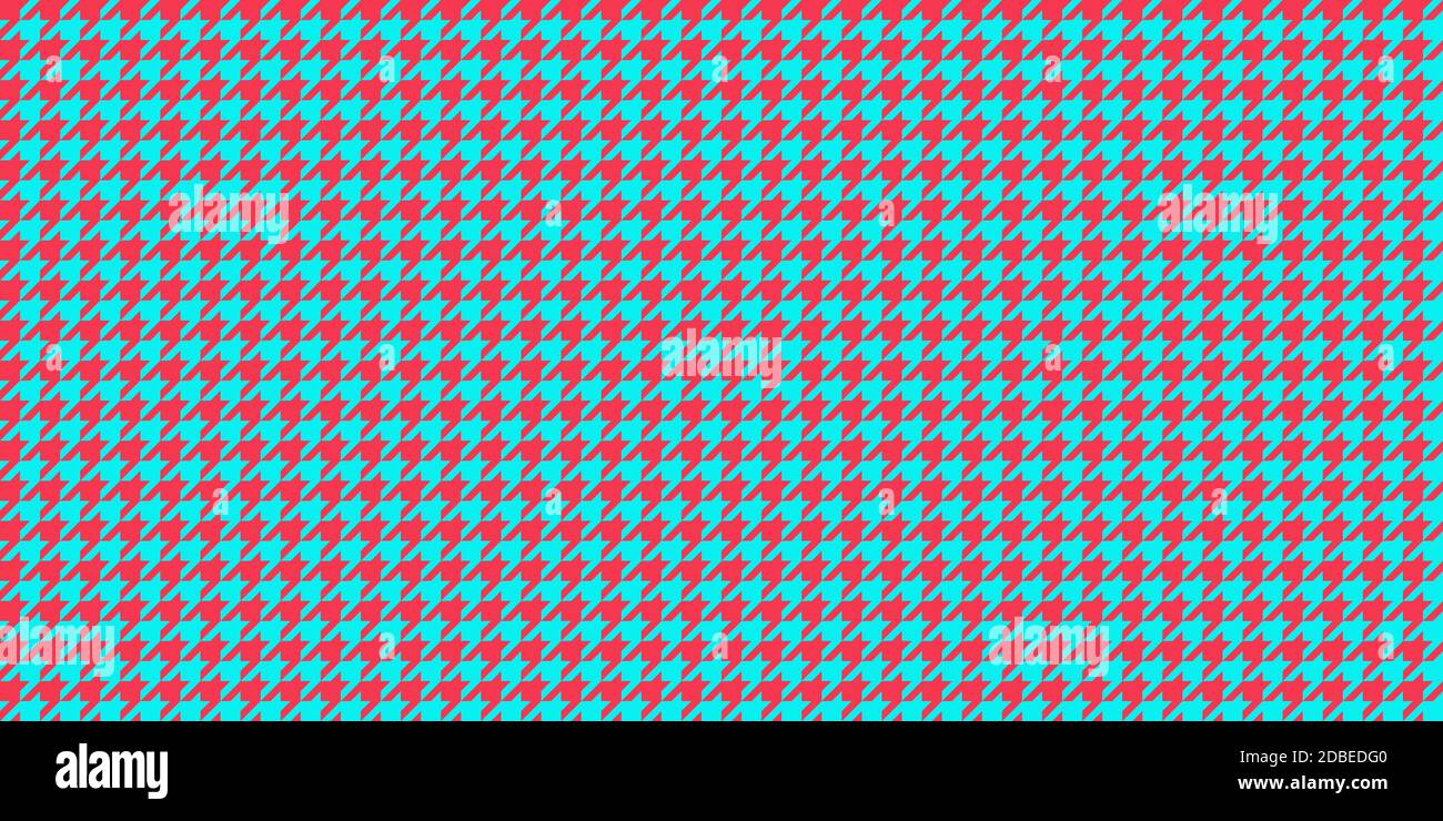 Red Blue Seamless Houndstooth Pattern Background. Traditional Arab Texture. Fabric Textile Material. Stock Photo