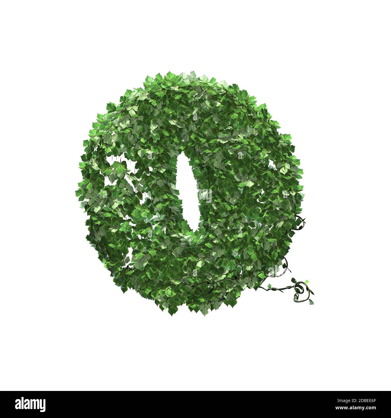 Number 0 created of green ivy leaves Stock Photo