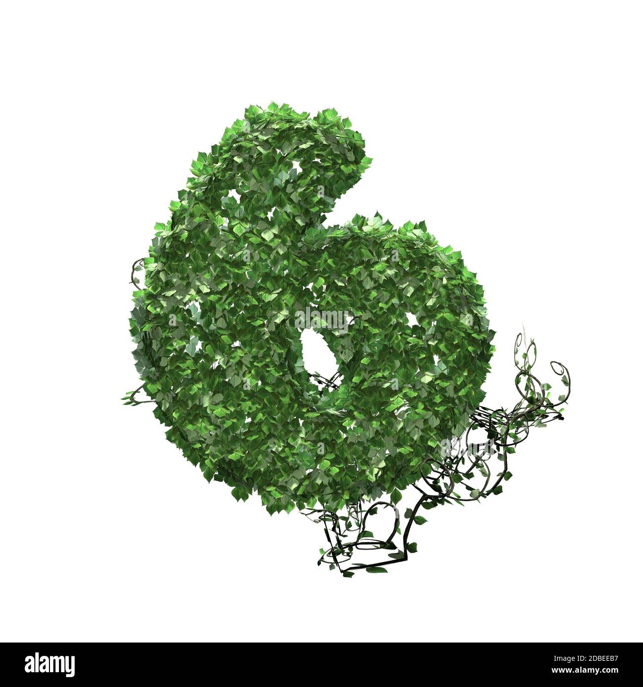 Number 6 created of green ivy leaves Stock Photo