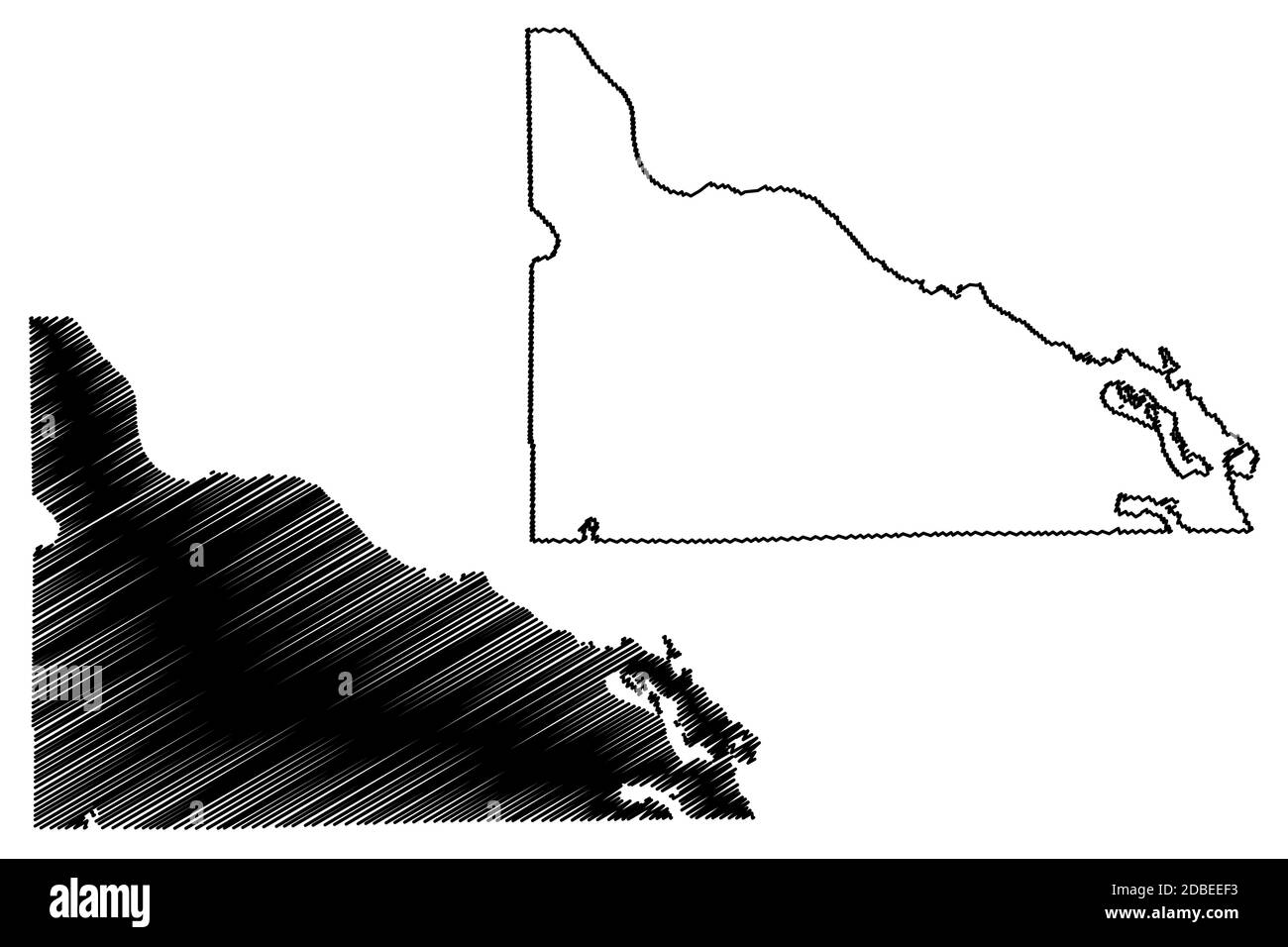 Presque Isle County, Michigan (U.S. county, United States of America, USA, U.S., US) map vector illustration, scribble sketch Presque Isle map Stock Vector