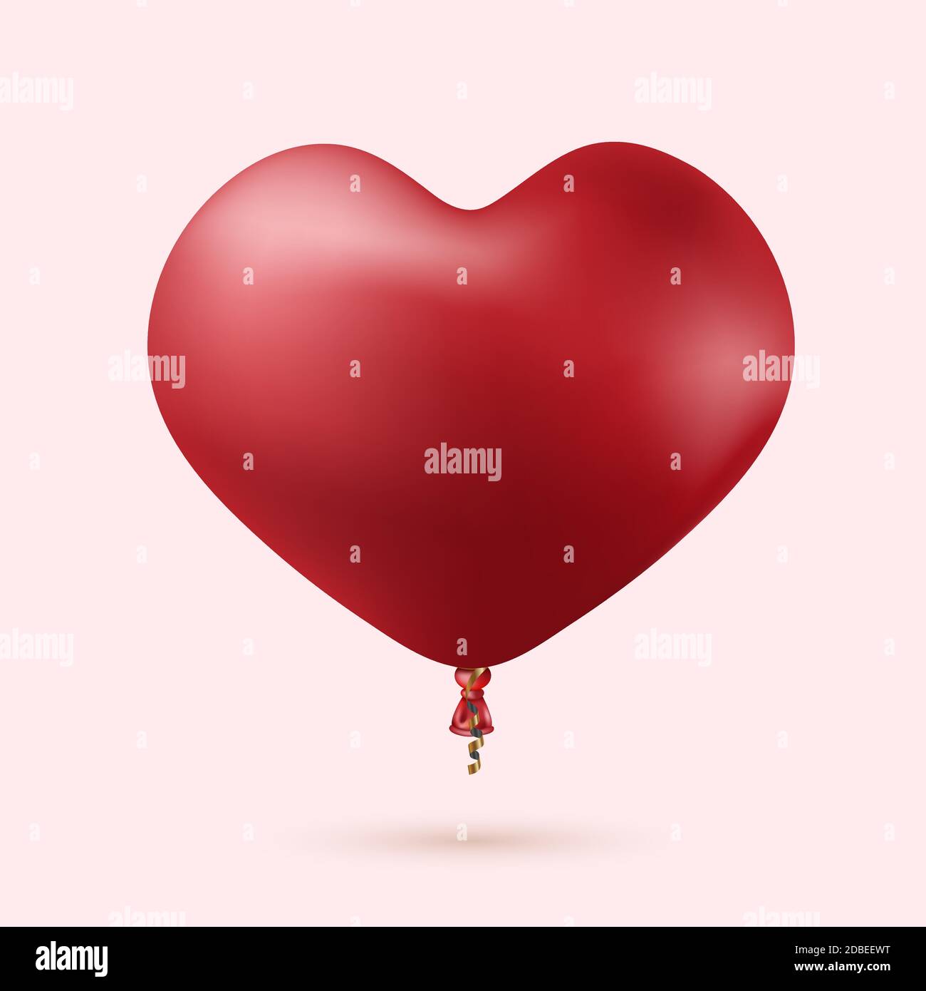 Vector modern red heart balloon with ribbon Stock Vector Image & Art ...