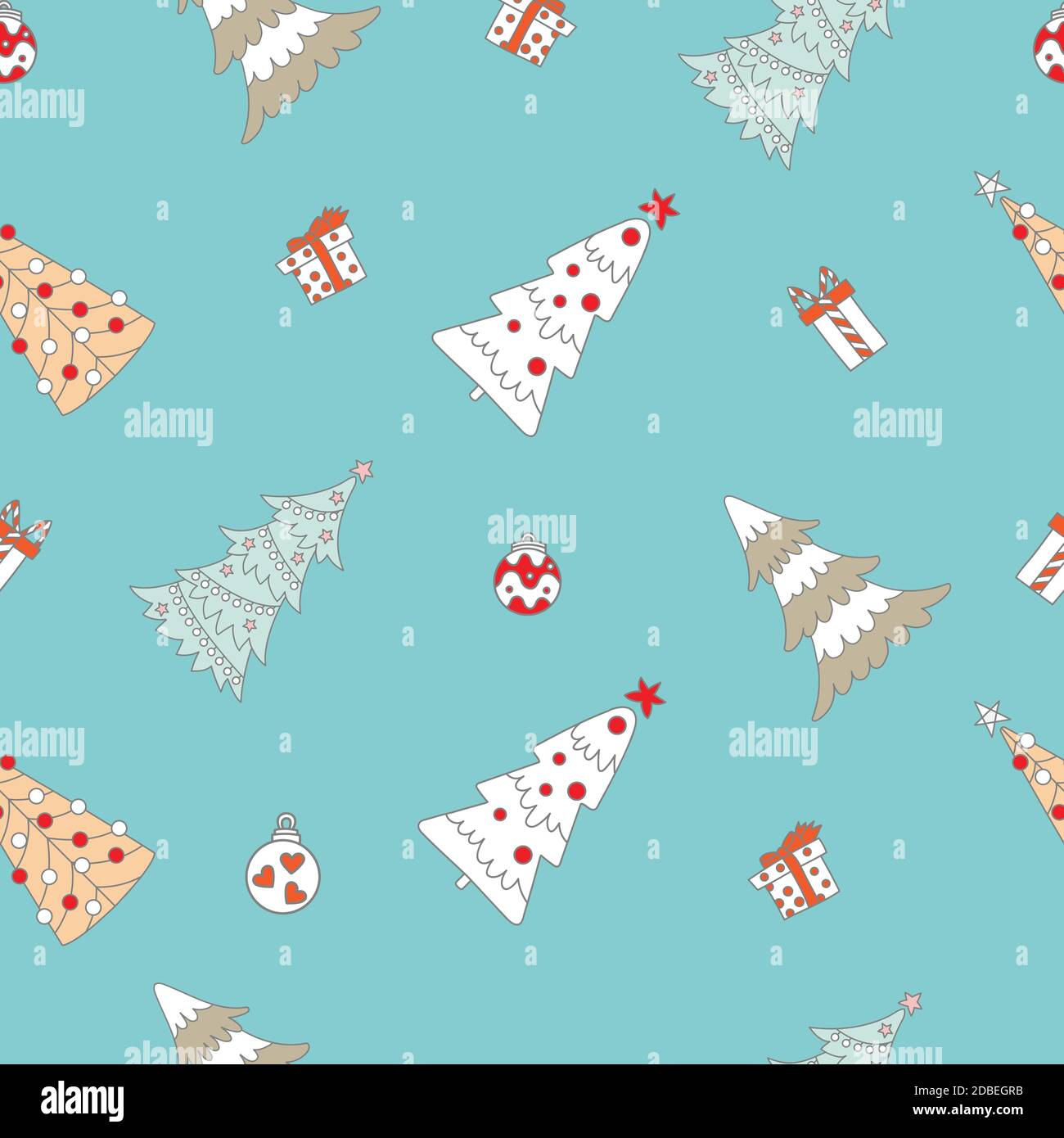 Christmas trees and Christmas balls seamless pattern Stock Vector Image ...