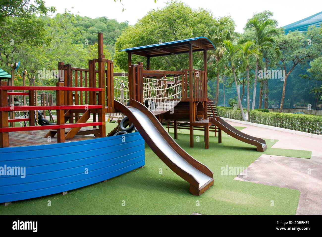 children Stairs Slides Playground equipment Stock Photo - Alamy