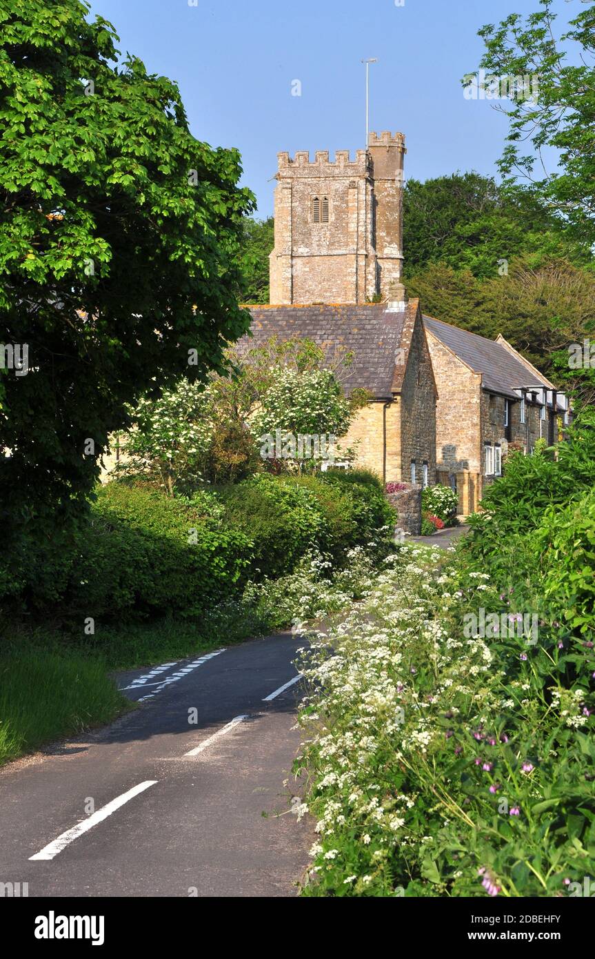 Portrait of Askerswell rural village church in Dorset, UK Stock Photo