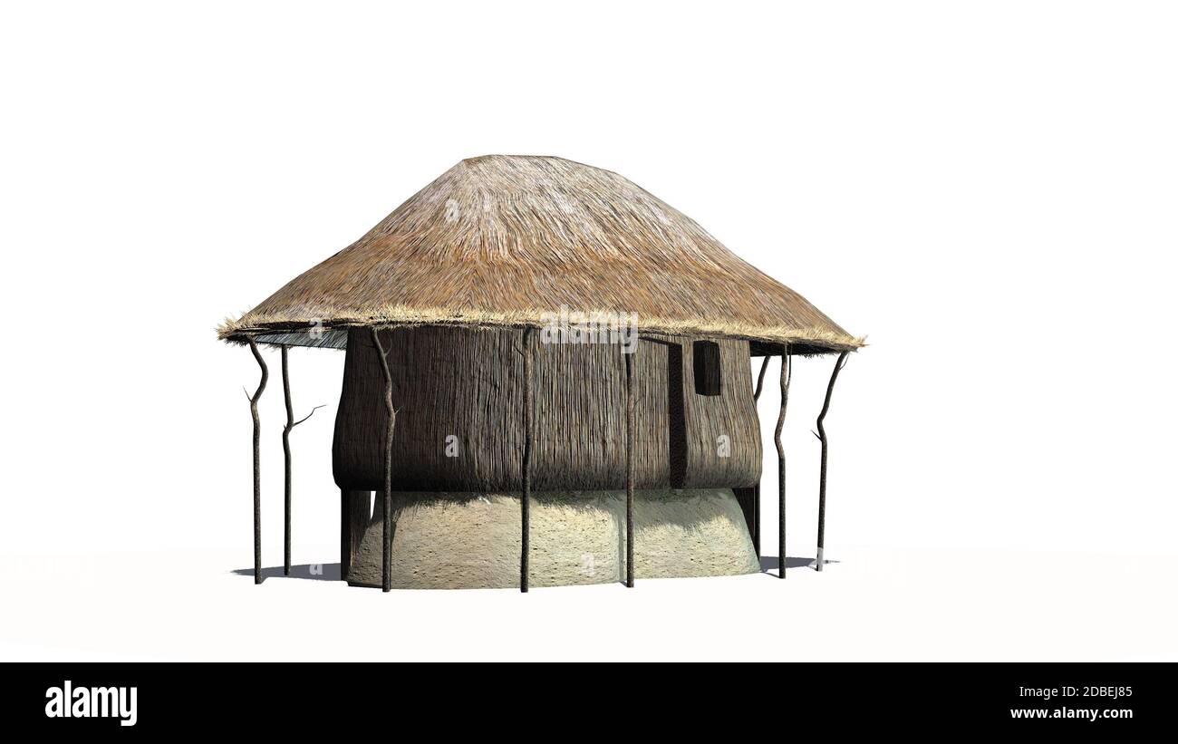 Thatch hut on white background Stock Photo