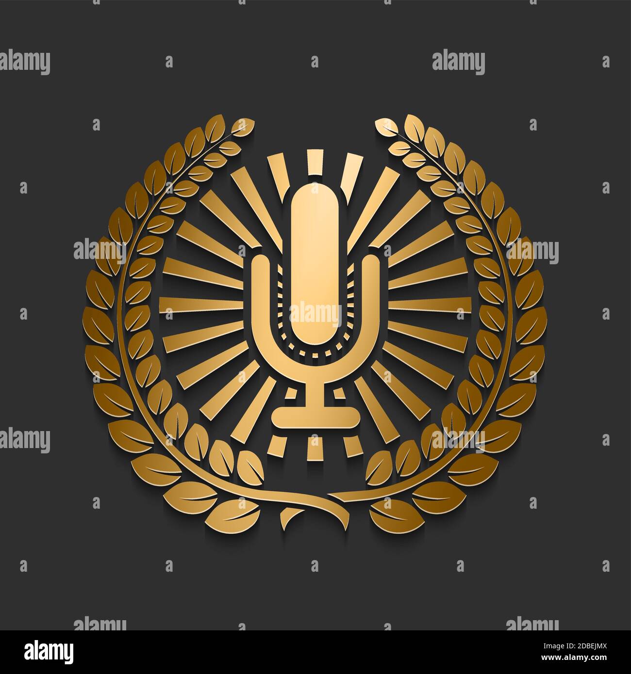 Vector modern new gold microphone logo Stock Vector