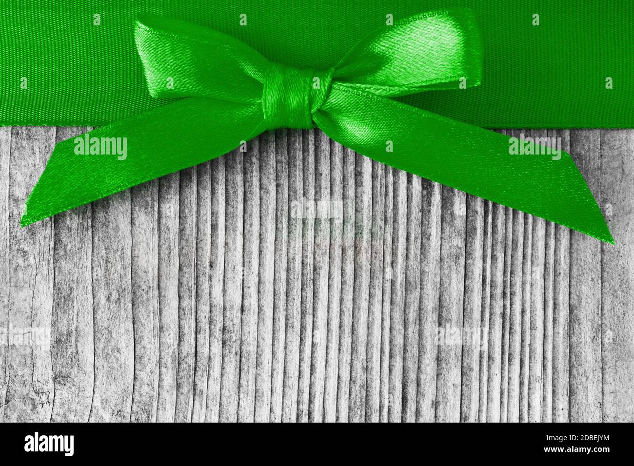 Christmas background with green ribbon Stock Photo