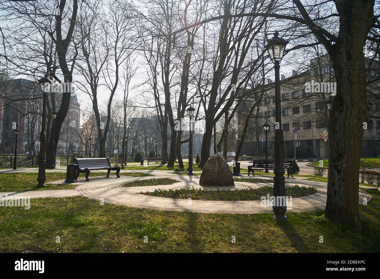 Kaliningrad, Russia - April 29, 2020: Square of power engineers. Stock Photo