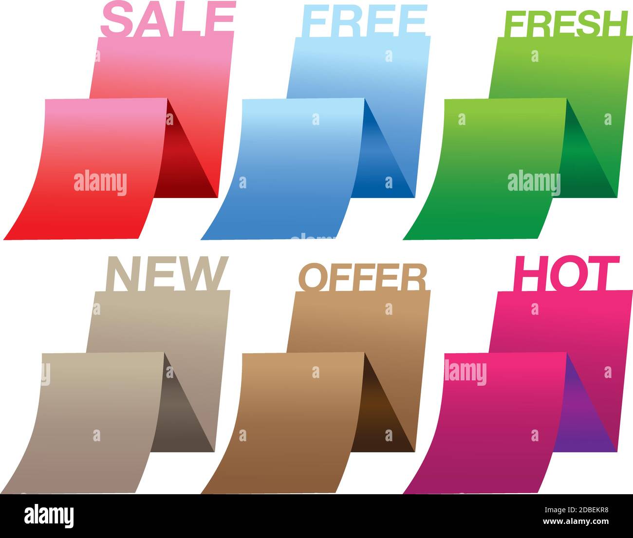 Paper stand discount labels with different messages. Vector illustration. Stock Vector