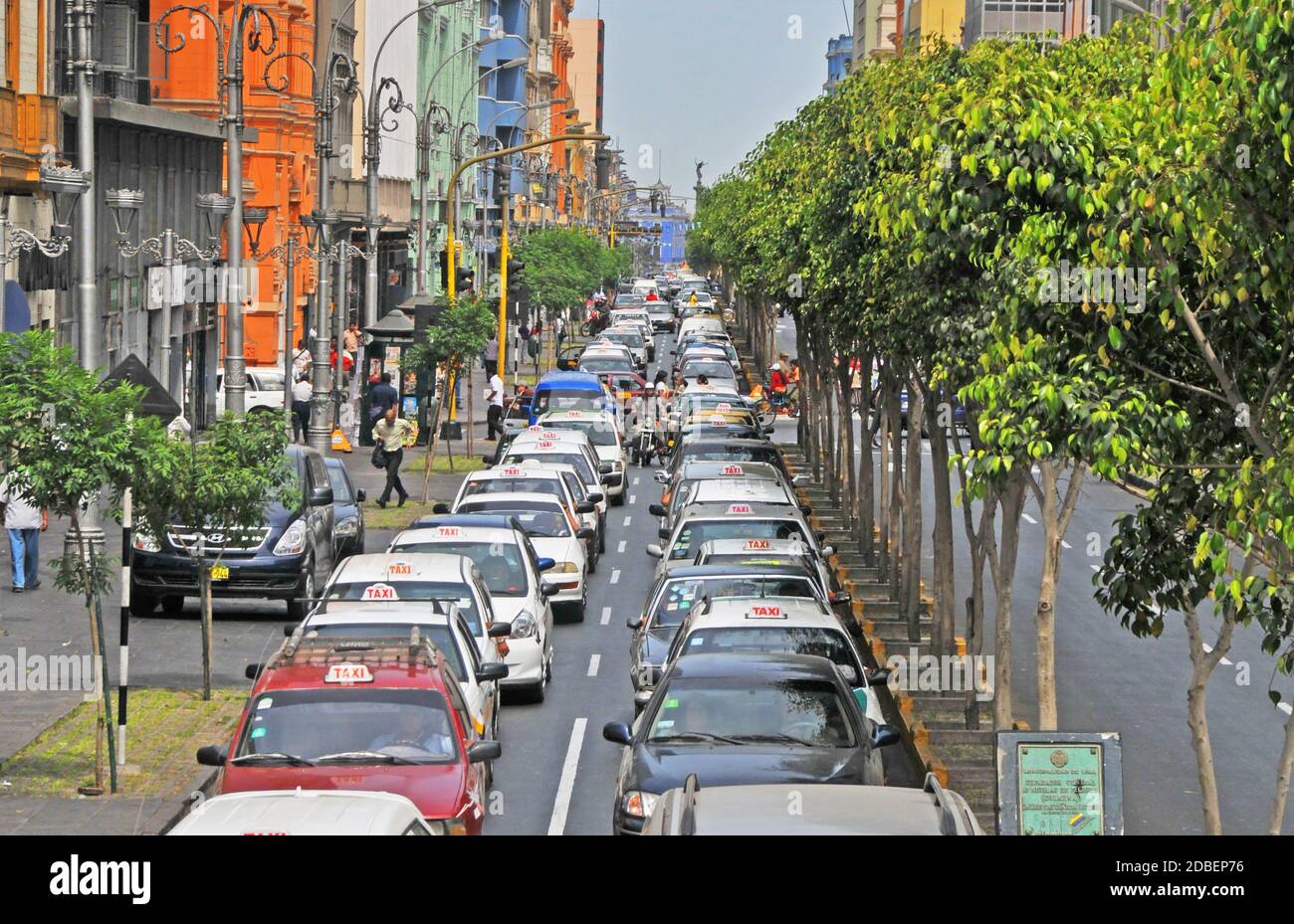 traffic jam, Central district, Lima, Peru Stock Photo