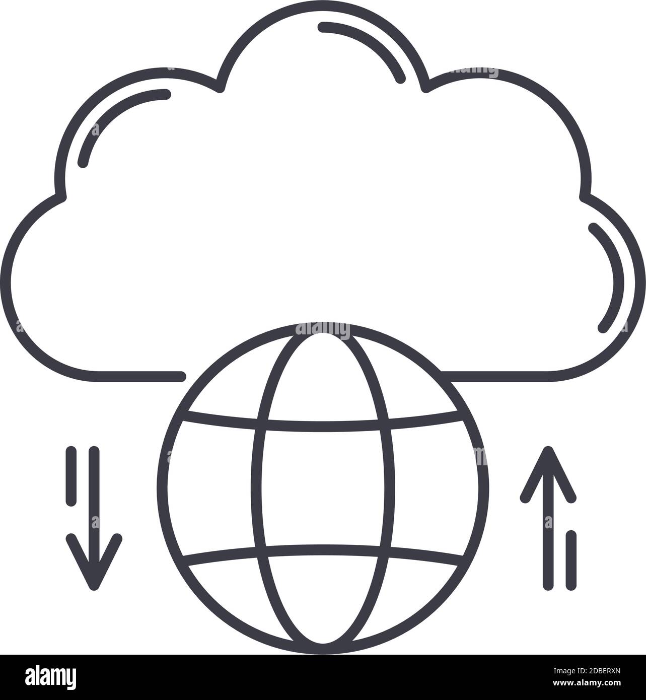 Cloud storage concept icon, linear isolated illustration, thin line ...